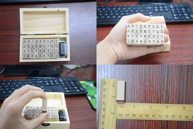 Alt view image 5 of 6 - 36 Pcs Wooden Rubber Stamps, 0.2 Inch Letter and Number for DIY Craft Card and Photo Album (B)