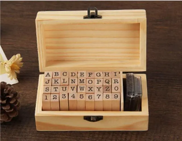 Alt view image 4 of 6 - 36 Pcs Wooden Rubber Stamps, 0.2 Inch Letter and Number for DIY Craft Card and Photo Album (B)