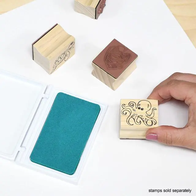 Alt view image 2 of 7 - Washable Stamp Pad for Kids, Turquoise | Fade Resistant, Non Toxic Ink Pad for Stamps, Decorate Scrapbooks, Posters and Cards