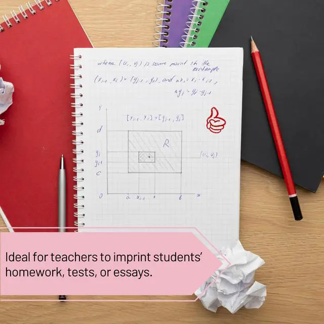 Alt view image 6 of 7 - Self-Inking Stamps for Teachers, Teacher Stamper for Classroom and School, Greeting Cards and Scrapbooks Emoji Stamp (Thumbs Up, Red)