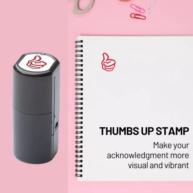 Alt view image 2 of 7 - Self-Inking Stamps for Teachers, Teacher Stamper for Classroom and School, Greeting Cards and Scrapbooks Emoji Stamp (Thumbs Up, Red)