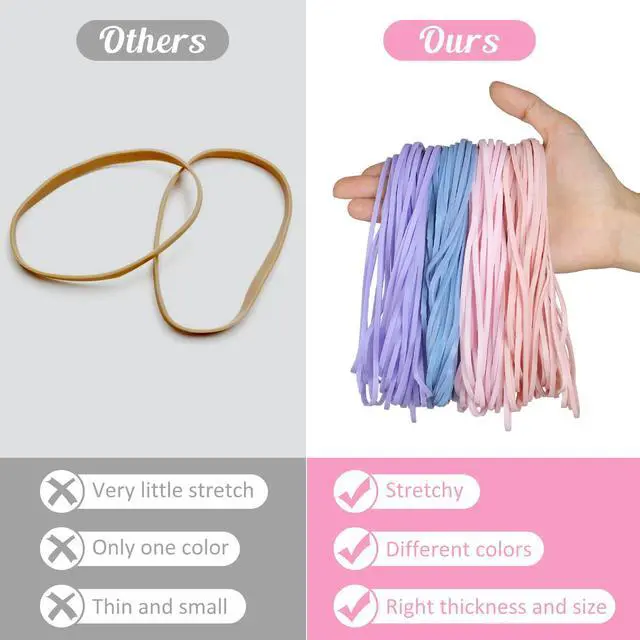 Alt view image 5 of 7 - 120 Pcs Long Rubber Bands, Morandi Colors, Assorted Colors Heavy Duty, Premium Rubber Bands Office Supplies, Home, Kitchen and Office, 7x1/8 Inches