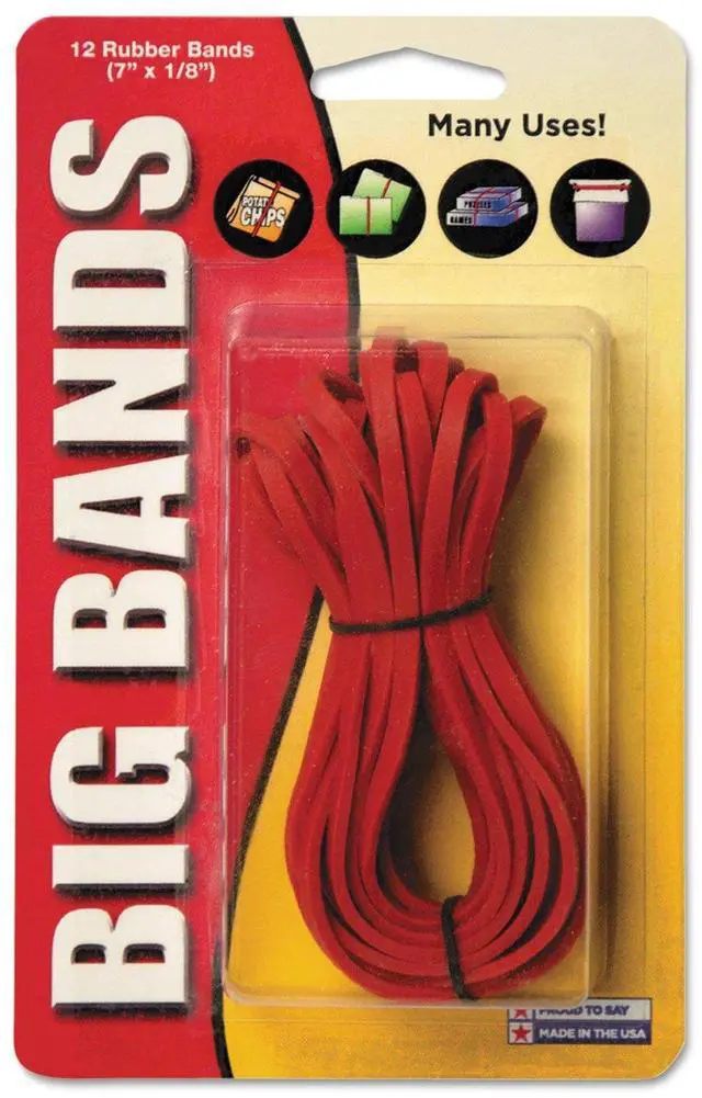 Main image of Rubber Big Rubber Bands 12 Pack 7-Inch X 1/8-Inch Red 00700