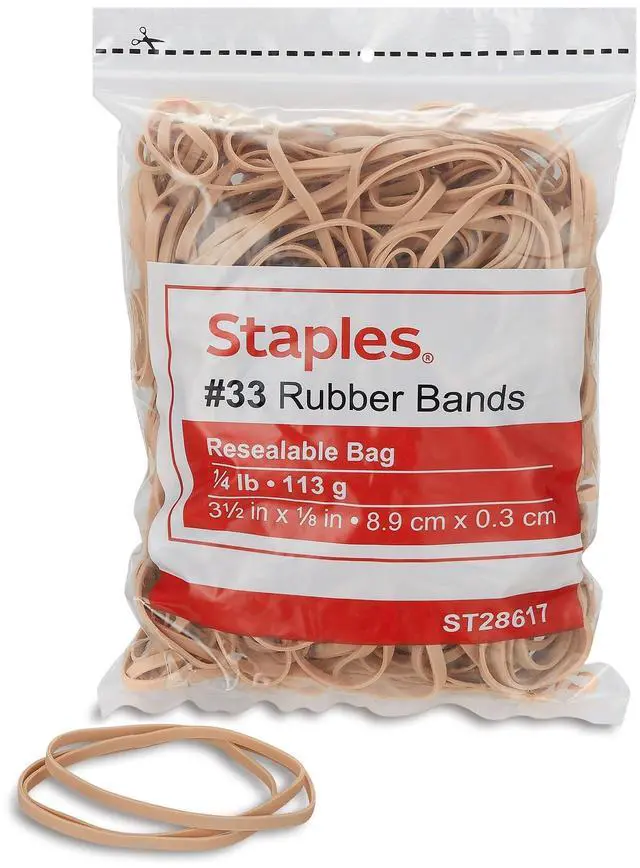 Main image of Rubber Bands #33, 1/4 lb. Bag, Economy Office Bands | Great for bundling documents, mail, folders, and small office supplies.