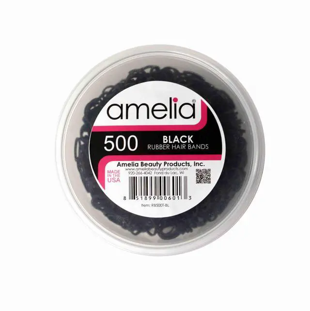 Alt view image 3 of 7 - 500 Count Small Rubber Bands for Hair ½" Black- Made in USA - Recloseable Container - Mini Hair Elastics for Braids, Ponytails, Cornrows & Twists Strong Hold Ponytail Holders