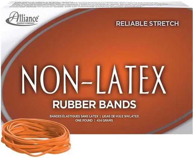 Main image of Rubber 37336#33 Non-Latex Rubber Bands, 1 lb Box Contains Approx. 720 Bands (3 1/2" x 1/8", Orange)