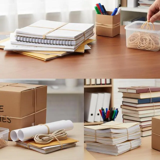 Alt view image 3 of 7 - Rubber Bands Assorted Sizes Elastic Bands Size10,size16,size33,4.8in | 4 Sizes Strong Small and Long Rubber Band for Office Supplies Beige 0.5lbs