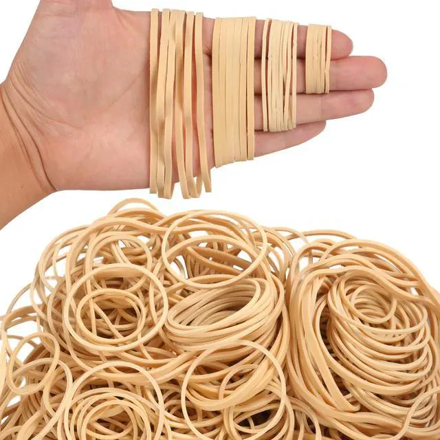 Alt view image 5 of 7 - Rubber Bands Assorted Sizes Elastic Bands Size10,size16,size33,4.8in | 4 Sizes Strong Small and Long Rubber Band for Office Supplies Beige 0.5lbs