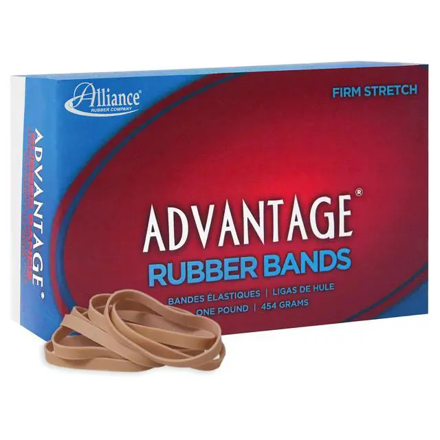 Alt view image 2 of 7 - Rubber 26635 Advantage Rubber Bands Size #63, 1 lb Box Contains Approx. 380 Bands (3" x 1/4", Natural Crepe) Beige