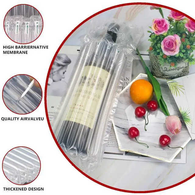 Alt view image 5 of 7 - 10 Pack Wine Bottle Protector Bag for Travel, goldhik Inflatable Packaging Bubble Wrap for Wine Fruit Glass Bottle, Inflatable Air Column Cushion Bags with Free Pump in Airplane Cushioning