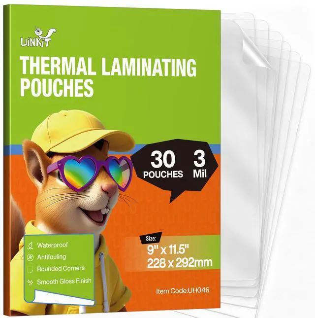 Main image of 3mil Thermal Laminating Pouches 9 x 11.5 Inches | 30Pack Bubble Free, Crystal Clear Finish Laminating Sheets for Documents, Photos, Crafts, Use with Laminator Machine