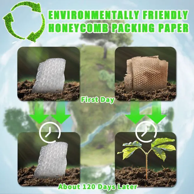 Alt view image 4 of 7 - Honeycomb Packing Paper, 15"x500' Eco Friendly Packing Paper for Moving Recyclable Honeycomb Paper Moving Supplies Bubble Paper Wrapping Protective Roll, With 36 Fragile Sticker Labels