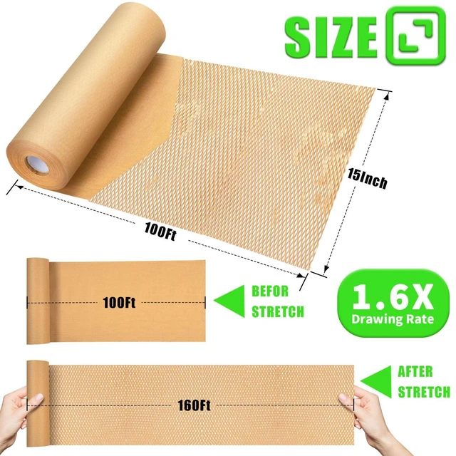Alt view image 6 of 7 - Honeycomb Packing Paper, 15"x100ft Eco Friendly Packing Paper for Moving Recyclable Honeycomb Paper Moving Supplies Bubble Paper Wrapping Protective Roll, With 36 Fragile Sticker Labels