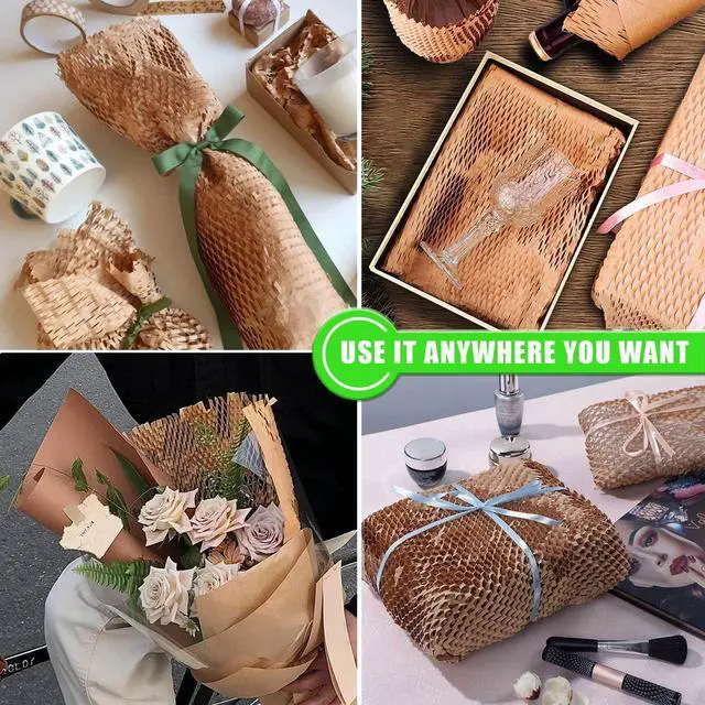 Alt view image 7 of 7 - Honeycomb Packing Paper, 15"x500' Eco Friendly Packing Paper for Moving Recyclable Honeycomb Paper Moving Supplies Bubble Paper Wrapping Protective Roll, With 36 Fragile Sticker Labels