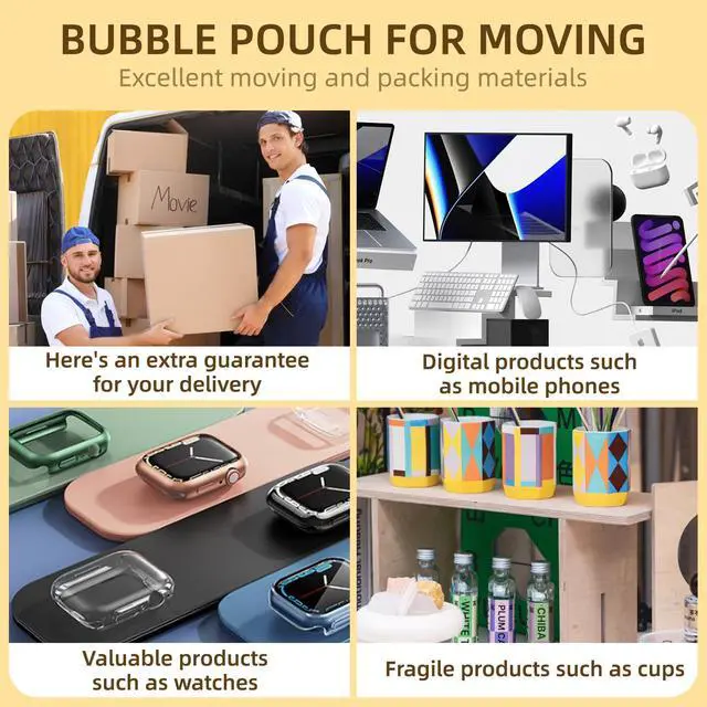 Alt view image 4 of 7 - 25PCS 6x10" Clear Bubble Pouches Wrap,Double Wall Cushioned Wrap,Shockproof | Double-Wall Thickening for Superior Protection,Lightweight,Durable,for Fragile Items,Electronics,Glasses,plate