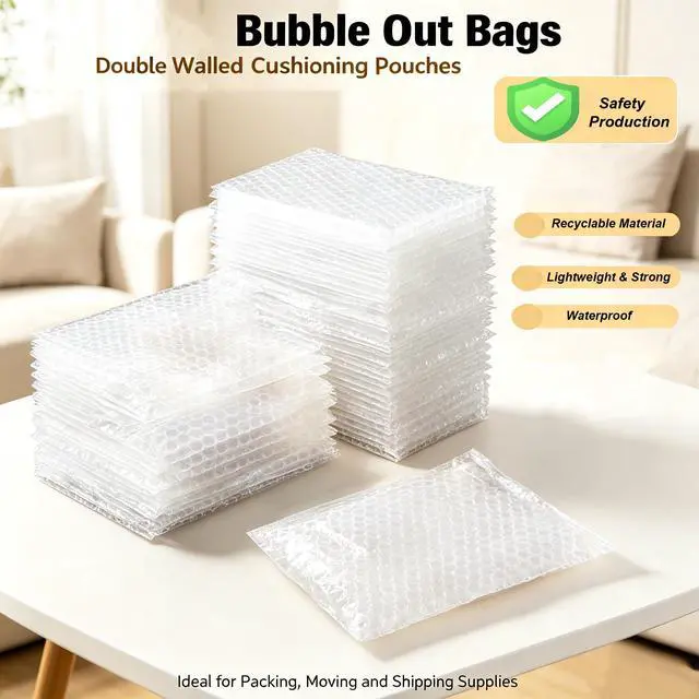 Alt view image 3 of 7 - 4x6Inch Bubble Out Bags 50pcs, Double Walled Cushioning Pouche Bag | Lightweight Durable Shockproof Cushioning Protection For Packing, Moving, Shipping and Storage