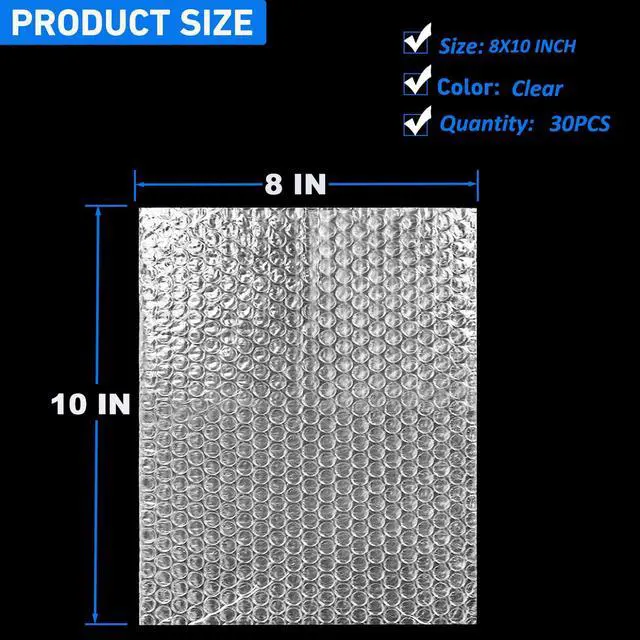 Alt view image 2 of 7 - 30PCS 8x10" Bubble Pouches, Clear Double-Wall Shockproof Protective Bags | Double-Wall Thickening for Superior Cushioning,Shockproof,Lightweight,Ideal for Moving,Shipping, Packing