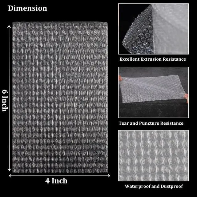 Alt view image 2 of 6 - 4x6 Inches Bubble Out Bag 50pcs, Double Walled Cushioning Pouches | Thickening Shockproof Foam Bags for Shipping, Storage, and Moving