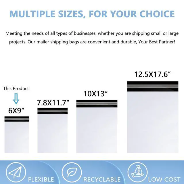 Alt view image 4 of 7 - White Poly Mailers 6x9in 100Pcs, Shipping Bag for Small Business, Mailer Bags for Clothing, Self Strong Adhesive Mailing Envelopes for Package Suppliers, Flexible Secure Tear Resistant Postal Bag