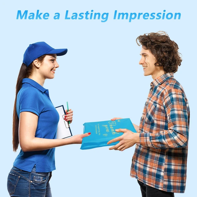 Alt view image 6 of 7 - Thank You Poly Mailer 10x13 Inch 25 Pcs, Blue | Waterproof Shipping Bags for Clothing, Strong Adhesive Mailing Bags, Tear-Resistant Packaging Bags for Small Business