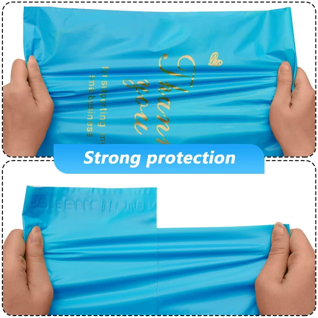 Alt view image 4 of 7 - Thank You Poly Mailer 10x13 Inch 25 Pcs, Blue | Waterproof Shipping Bags for Clothing, Strong Adhesive Mailing Bags, Tear-Resistant Packaging Bags for Small Business
