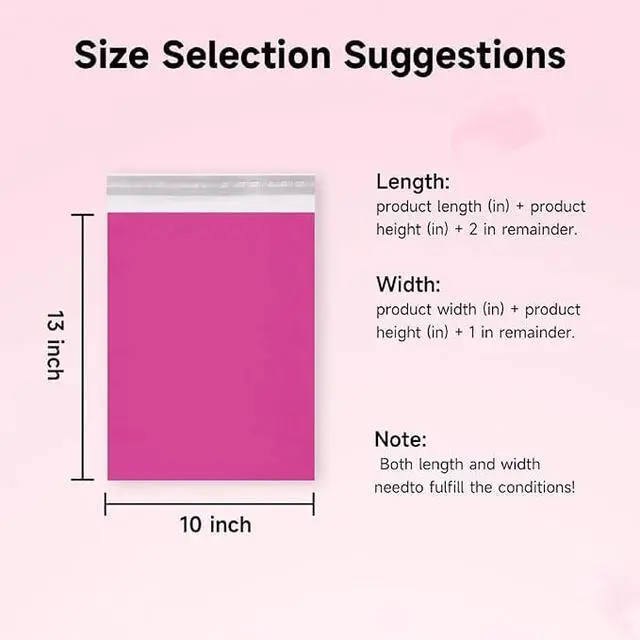 Alt view image 2 of 7 - Pink Shipping Bags, Self-Seal Poly Mailers 10x13 Inch, 10 Pack | Tear-resistant, water-resistant mailing bags, for clothing, T-shirts, socks, accessories, documents, ecommerce shipping