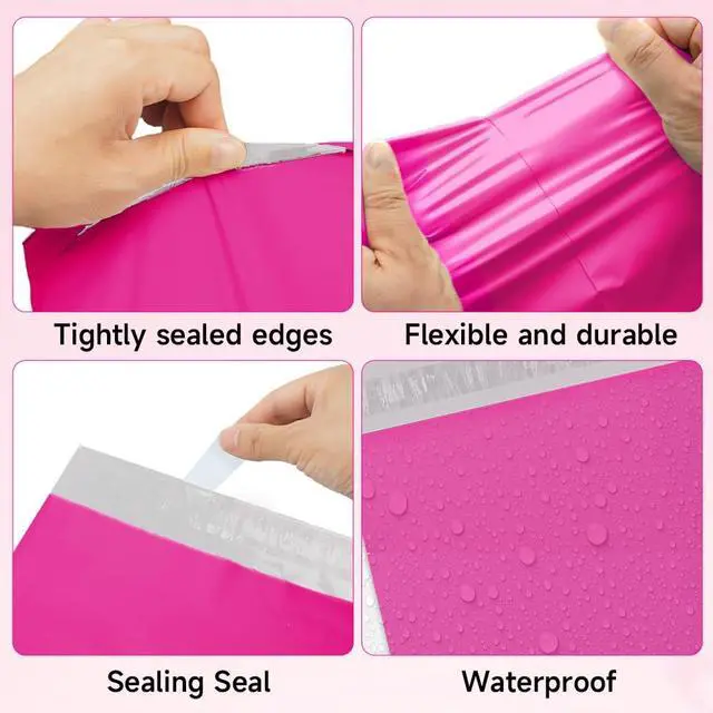 Alt view image 6 of 7 - Pink Shipping Bags, Self-Seal Poly Mailers 10x13 Inch, 10 Pack | Tear-resistant, water-resistant mailing bags, for clothing, T-shirts, socks, accessories, documents, ecommerce shipping