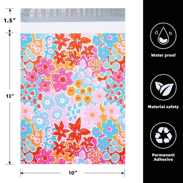 Alt view image 2 of 7 - 10pcs 10x13 Inches Poly Mailers Waterproof & Tear Resistant Mailing Envelopes, Cute Small Business Bags for Clothes, Gifts - Flowers