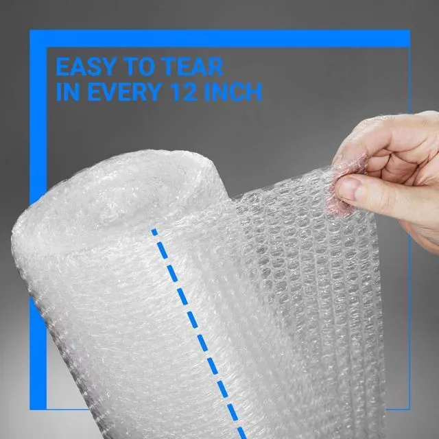 Alt view image 3 of 6 - Bubble Cushioning Wrap Rolls, 3/16" x 12" x 15' ft Total, Perforated Every 12" for Packaging, Shipping, Mailing