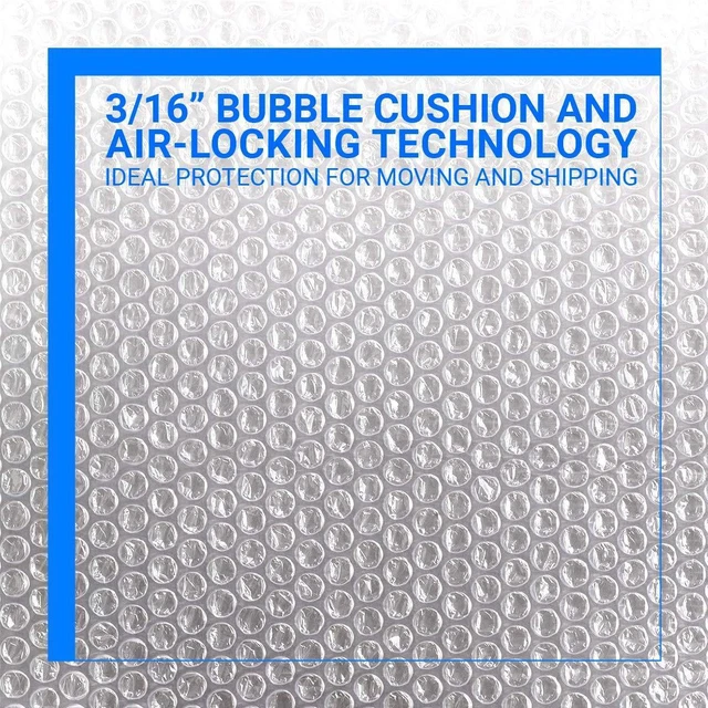 Alt view image 2 of 6 - Bubble Cushioning Wrap Rolls, 3/16" x 12" x 15' ft Total, Perforated Every 12" for Packaging, Shipping, Mailing