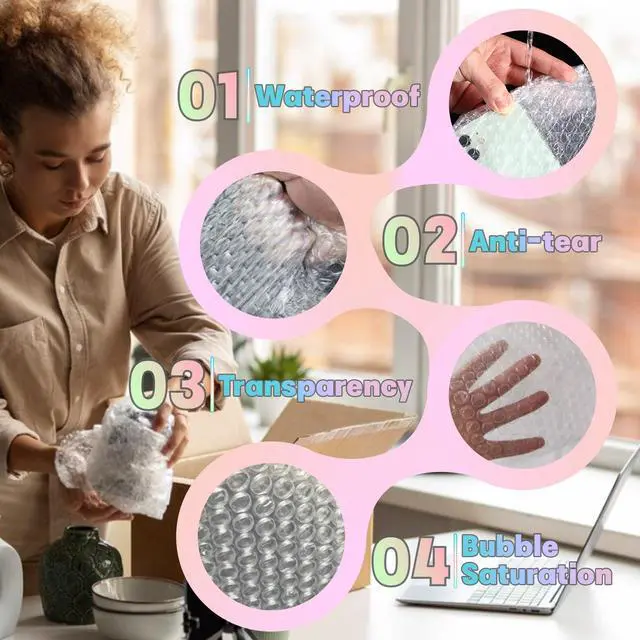 Alt view image 4 of 6 - 50Pack Clear Bubble Out Bags, 4" x6" Bubble Pouches Wrap | Double-Wall Shockproof Bubble Cushioning,Lightweight Durable,Ideal for Shipping,Moving Fragile Small Items Storage