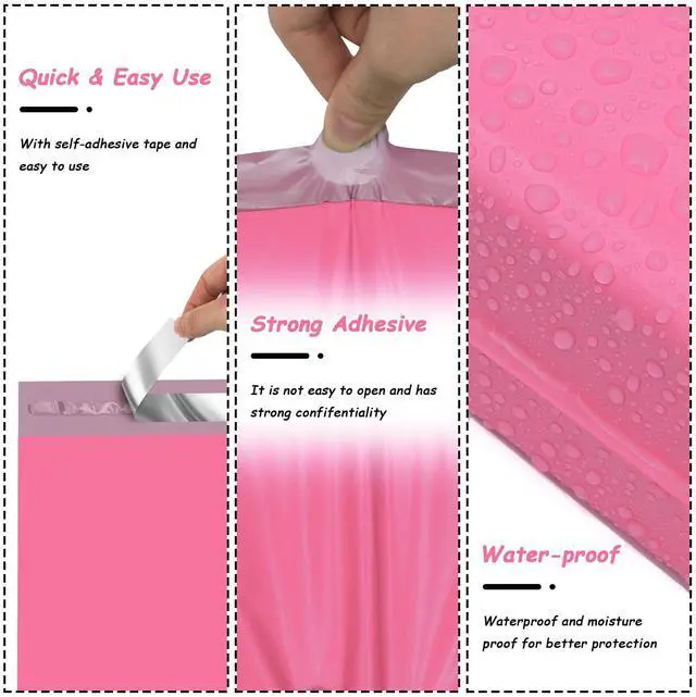 Alt view image 3 of 7 - Poly Mailers 10x13 Inch, 25 Pcs Shipping Bags, Pink | Strong Adhesive, Durable Thick Mailing Envelopes with Self Seal, Packaging Bags for Small Business