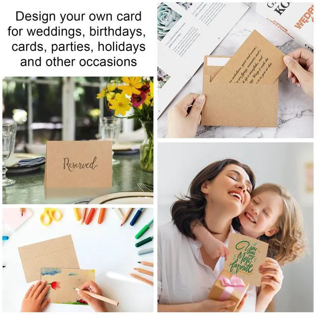 Alt view image 7 of 7 - Blank Cards and Envelopes 4x6, 30 Pack Brown Invitation Cardstock with Envelopes, Thank you Blank Greeting Cards and Envelopes, for All Occasions DIY, Print custom (60 Pcs)
