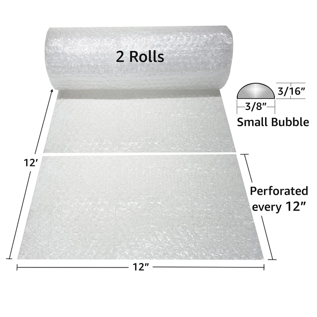 Alt view image 2 of 7 - Bubble Roll 12" Wide x 24 ft Small Wrap 3/16" Perf Every 12" | Perf Every 12"