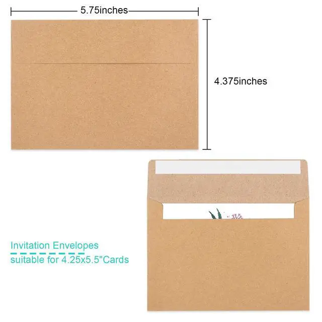 Alt view image 2 of 7 - 70 Packs A2 Invitation Envelopes, Brown Kraft Envelopes, Envelopes for 4.5x5.5 Cards, Envelopes for Invitations, Envelopes Self Seal for Photos RSVP, Greeting Cards