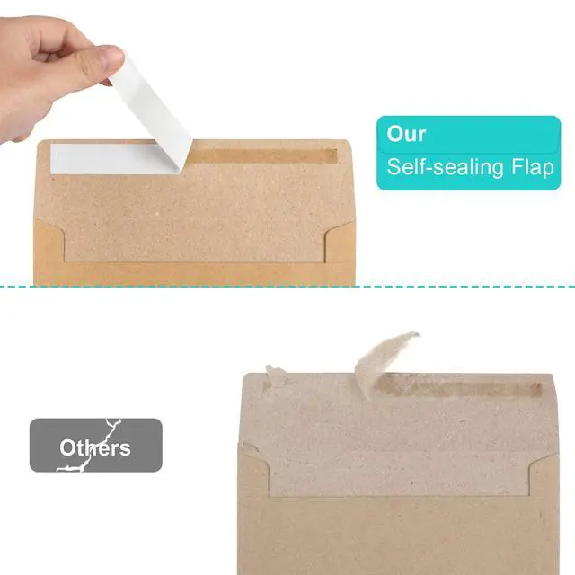 Alt view image 3 of 7 - 90 Packs 3.5x5 Envelopes for Invitations, A1 Invitation Envelopes, Brown Kraft Envelopes, Small Envelopes RSVP Envelopes for Weddings, Photos, Postcards, Greeting Cards, Mailing