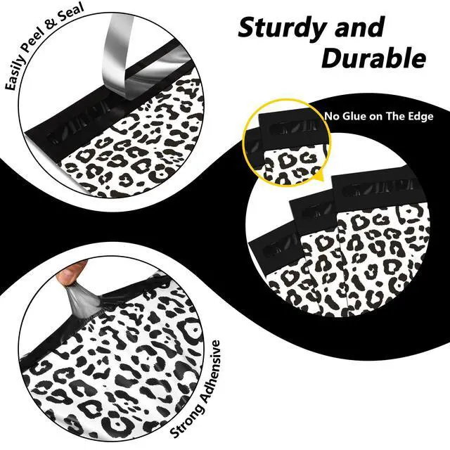 Alt view image 3 of 7 - Poly Mailers 10x13 Inch, 25 Pack, Leopard Self-Seal Shipping Bags | 2.4 mil polyethylene, self-seal closure, opaque inner layer, for clothing, boutiques, gifts, and small business shipping