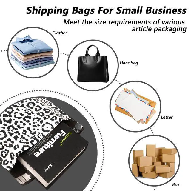 Alt view image 5 of 7 - Poly Mailers 10x13 Inch, 25 Pack, Leopard Self-Seal Shipping Bags | 2.4 mil polyethylene, self-seal closure, opaque inner layer, for clothing, boutiques, gifts, and small business shipping