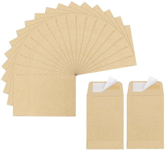 Main image of 180 Pack Coin Envelopes 2.35"3.5", Brown Kraft Small Seed Packets, Full-Flap Seal Mini Envelopes for Office, Home, School