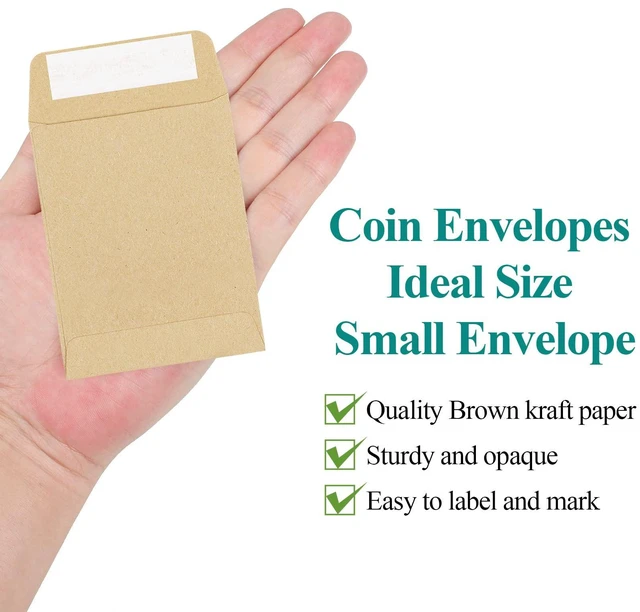 Alt view image 7 of 7 - 180 Pack Coin Envelopes 2.35"3.5", Brown Kraft Small Seed Packets, Full-Flap Seal Mini Envelopes for Office, Home, School