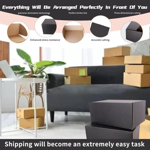 Alt view image 5 of 7 - 9"x6"x4"Shipping Boxes,5Pcs Black Corrugated Cardboard Boxes. | Suitable E-Commerce Packaging, Shipping Packaging etc.