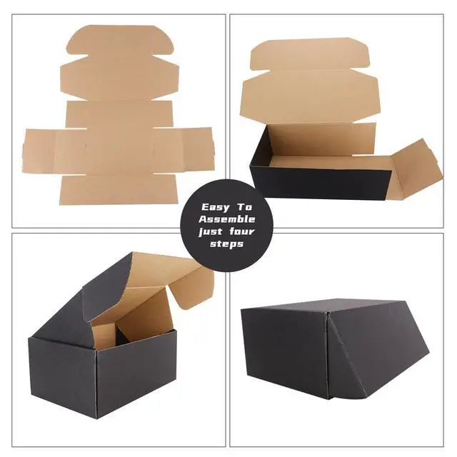 Alt view image 6 of 7 - 9"x6"x4"Shipping Boxes,5Pcs Black Corrugated Cardboard Boxes. | Suitable E-Commerce Packaging, Shipping Packaging etc.