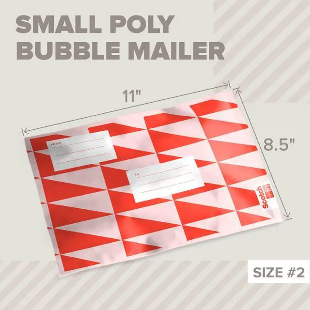 Alt view image 2 of 7 - Poly Bubble Mailers, Assorted Red Designs, Size 2 Small | 8.5 in x 11 in, 4 Mailers