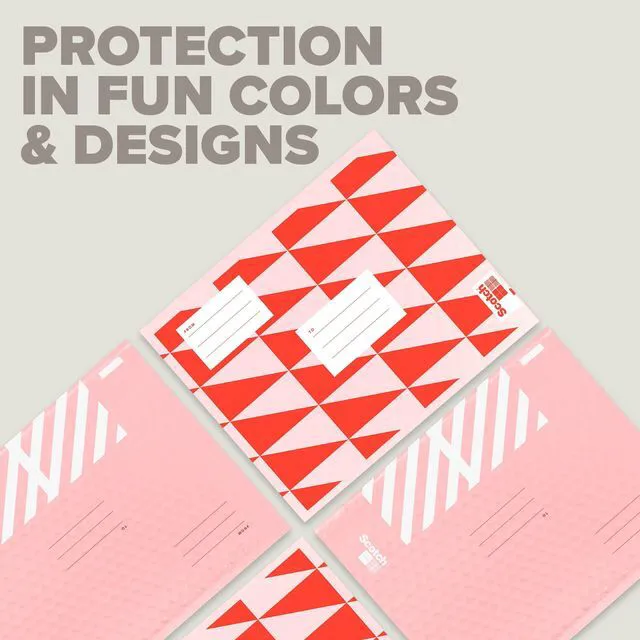 Alt view image 4 of 7 - Poly Bubble Mailers, Assorted Red Designs, Size 2 Small | 8.5 in x 11 in, 4 Mailers