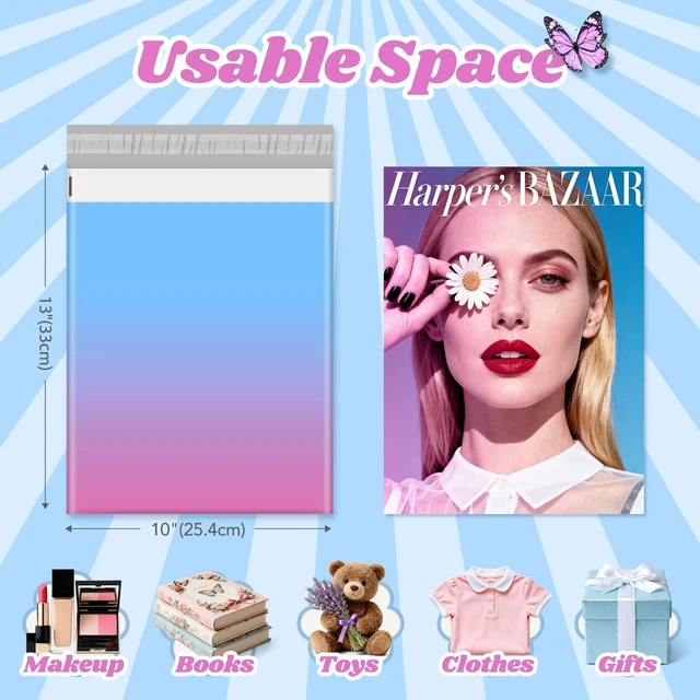 Alt view image 2 of 7 - Cute Poly Mailers 10x13" 20pc Small Shipping Bags Self Seal | Strong Adhesive Mailers Poly Bags for Small Business, Colored Mailing Shipping Envelopes for Clothes Gifts, Gradient BluePink