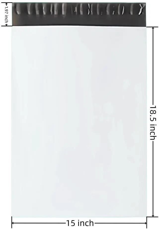 Alt view image 2 of 6 - White Poly Mailers 15x18.5 inches Packaging Bags 10 Pack | Self Sealing Shipping E-Commerce Waterproof Bags for Apparel and Non Fragile Items