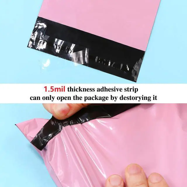 Alt view image 5 of 7 - 10 x 13.6inch Pink Poly Mailer Bags with Self Adhesive Strip,30 Pcs | Waterproof and Tear-Proof Postal Shipping Envelopes Bags