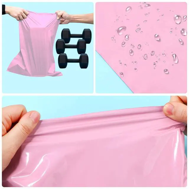 Alt view image 6 of 7 - 10 x 13.6inch Pink Poly Mailer Bags with Self Adhesive Strip,30 Pcs | Waterproof and Tear-Proof Postal Shipping Envelopes Bags