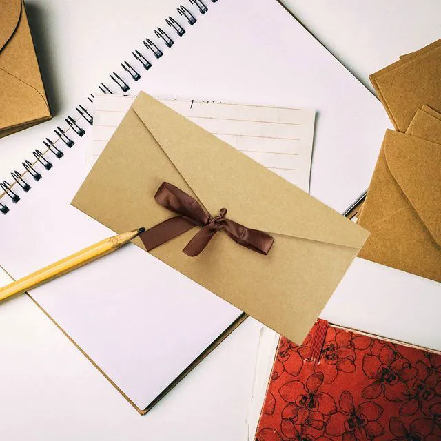 Alt view image 4 of 7 - 10 Pack Kraft Paper Envelopes with Ribbons, Invitation Greeting Envelopes for Festival and Party - Brown