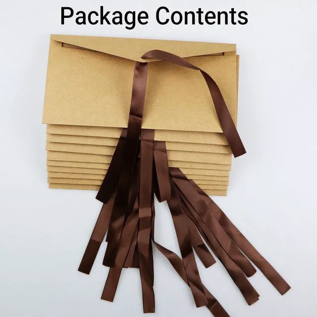 Alt view image 6 of 7 - 10 Pack Kraft Paper Envelopes with Ribbons, Invitation Greeting Envelopes for Festival and Party - Brown